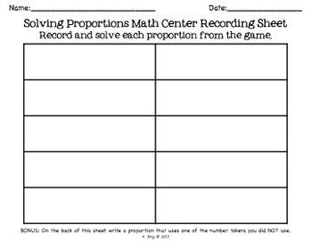 Solving Proportions Center