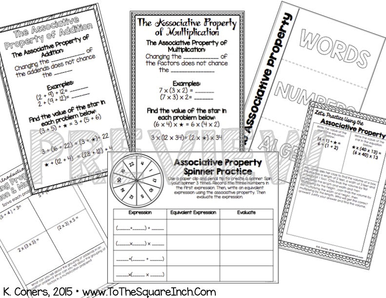 Associative Property Interactive Notebook