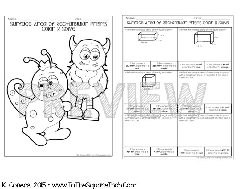 Surface Area Color and Solve