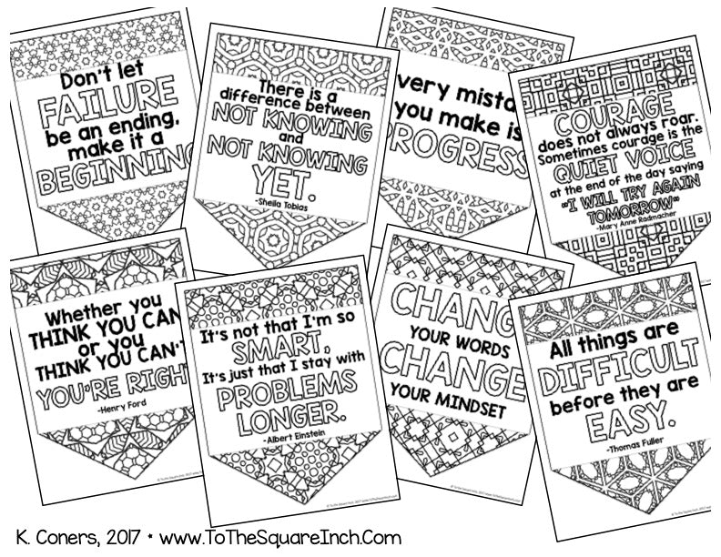 Growth Mindset Coloring Banner