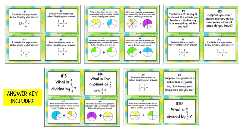 Dividing Fractions Task Cards