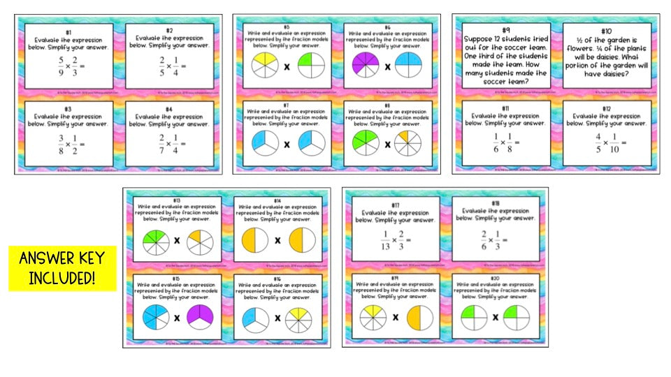 Multiplying Fractions Task Cards