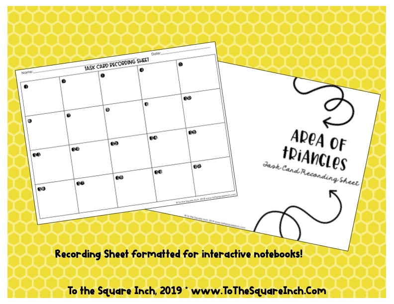 Finding Area of Triangles Task Cards