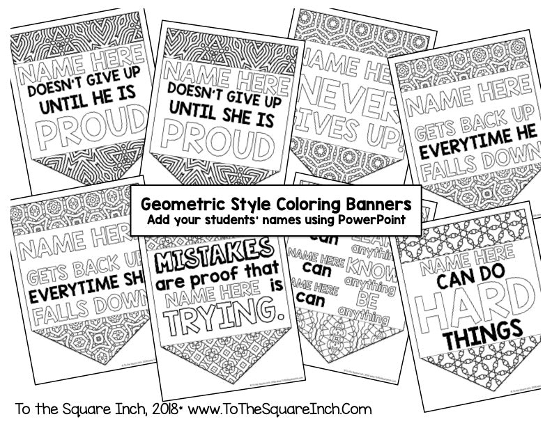 Growth Mindset Coloring Banner - Editable
