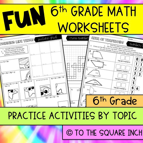 6th Grade Math FUN Worksheets