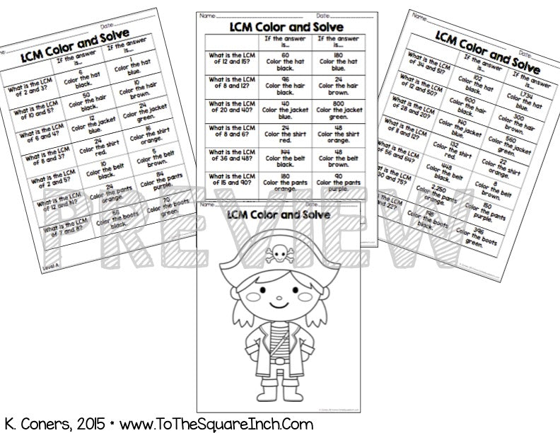 GCF & LCM Color & Solve