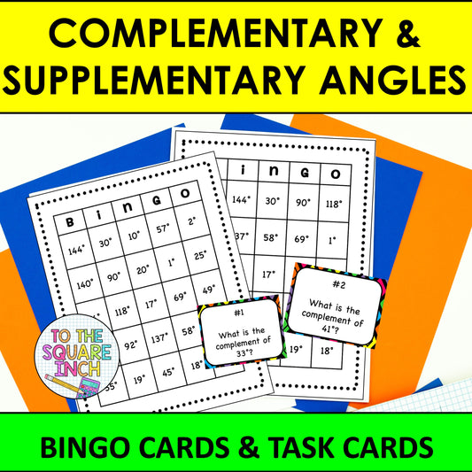 Complementary and Supplementary Bingo Game and Task Cards