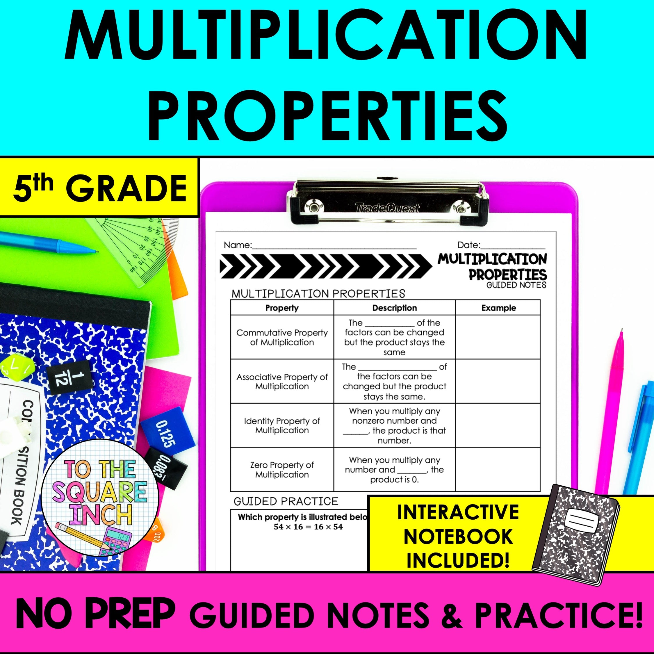 Multiplication Properties Notes – To The Square Inch