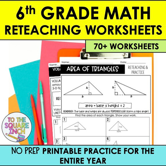 6th Grade Math Reteaching Worksheets