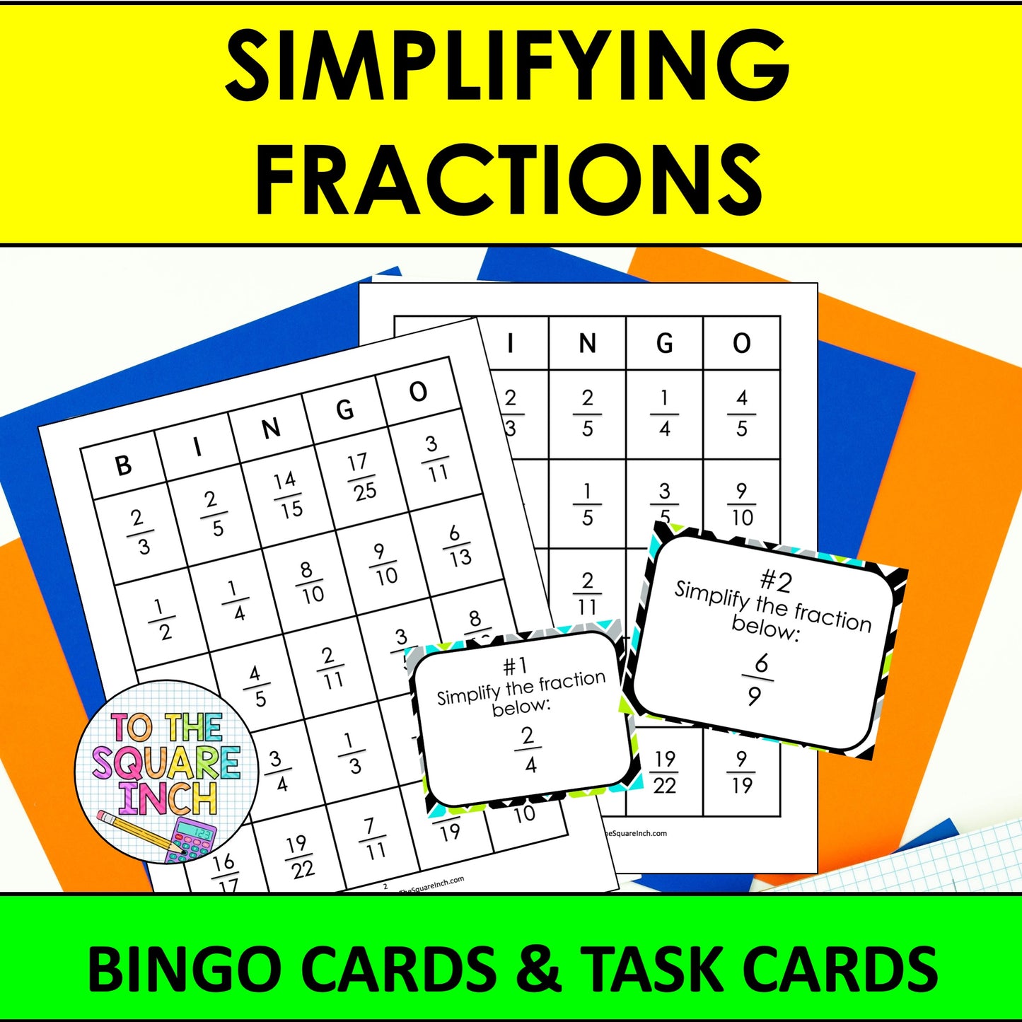 Simplifying Fractions Bingo Game