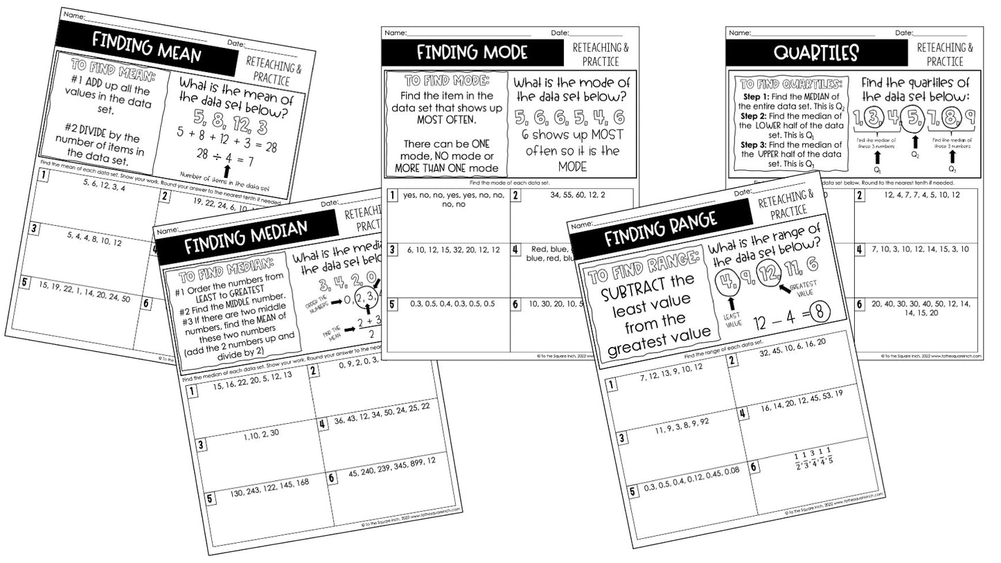 6th Grade Math Reteaching Worksheets