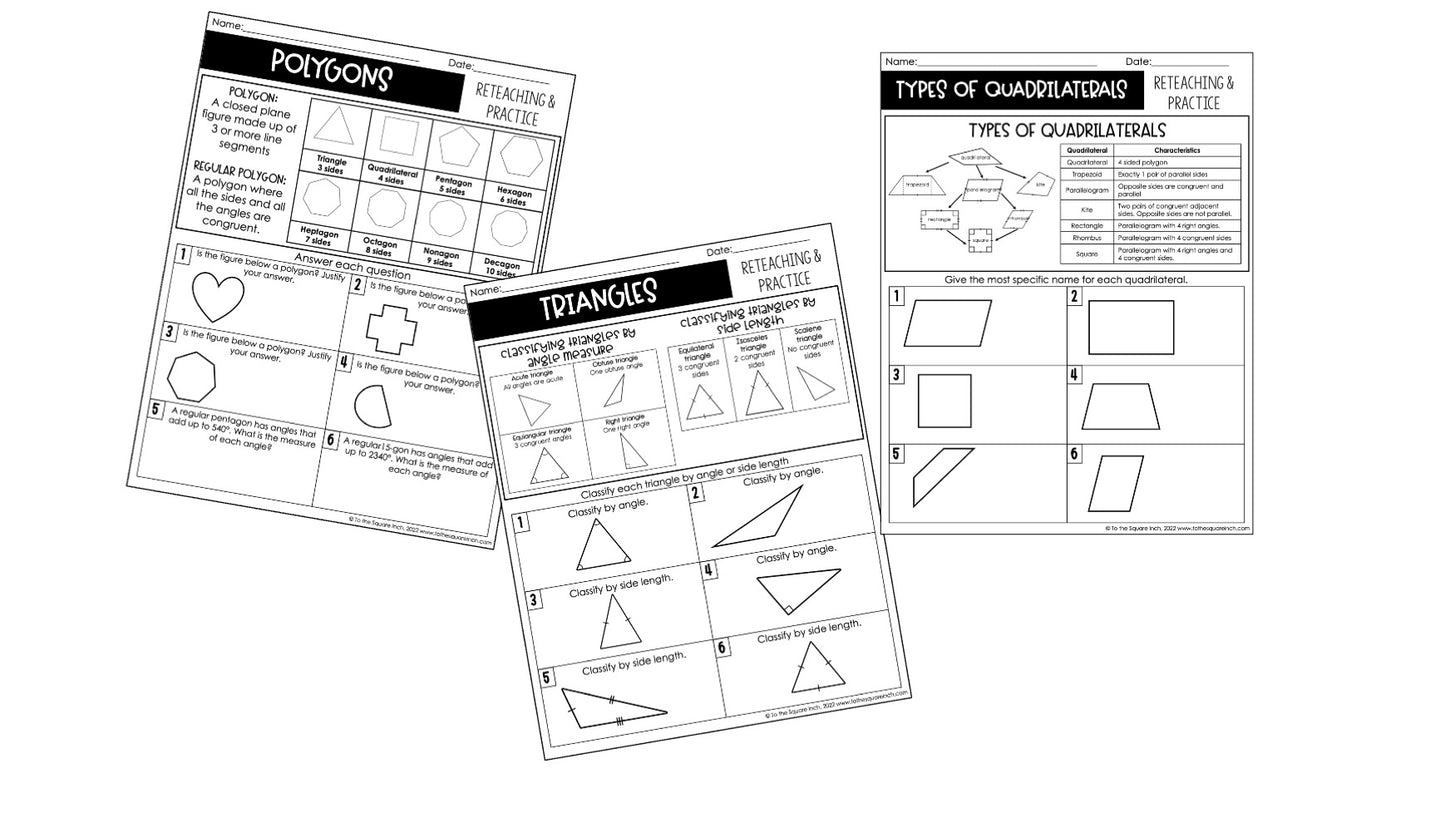 5th Grade Math Reteaching Worksheets