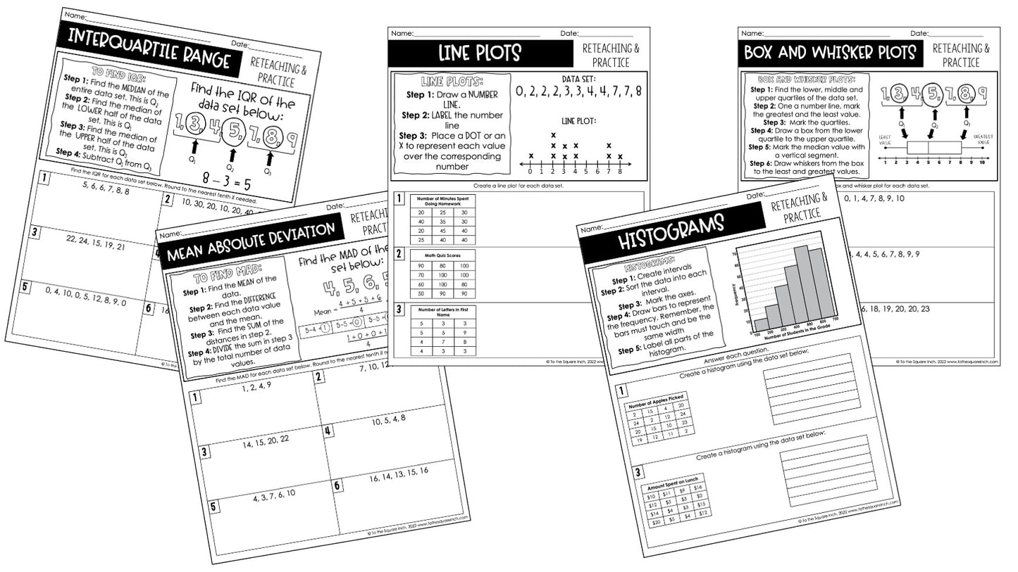 6th Grade Math Reteaching Worksheets