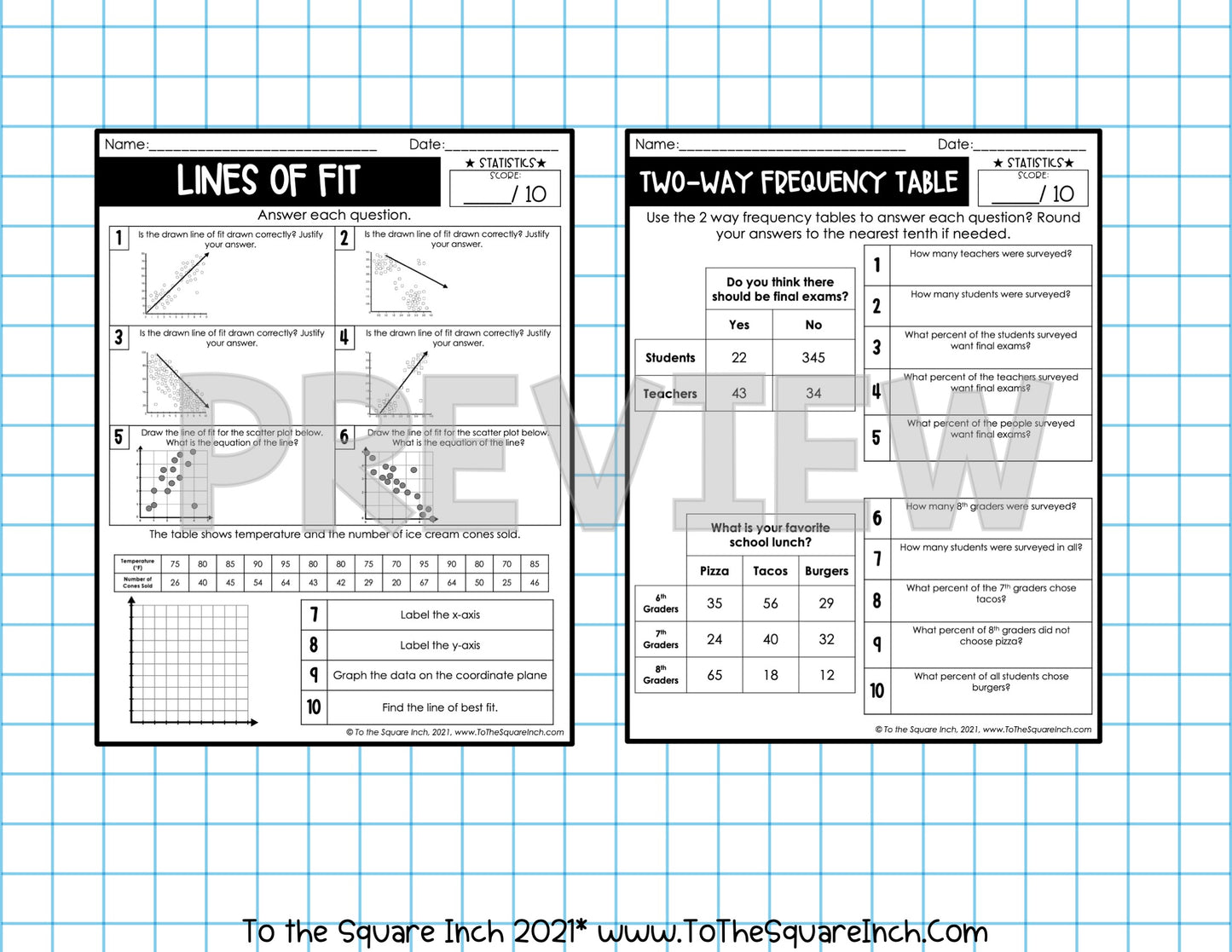 8th Grade Math Worksheets