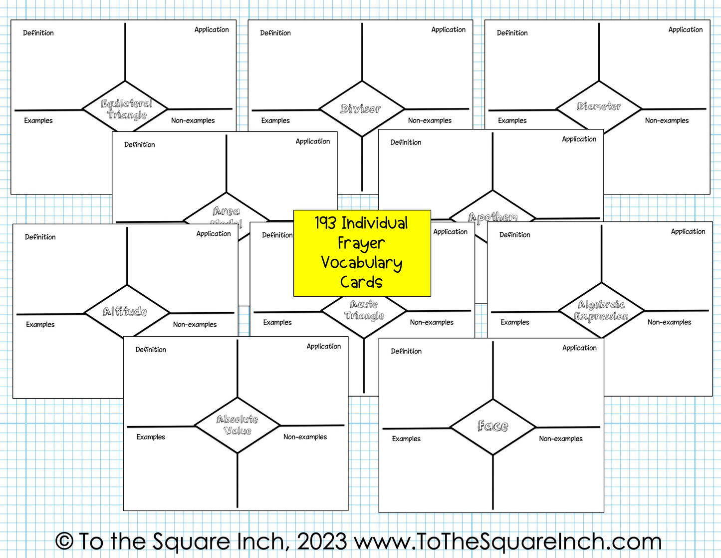 Grades 6th, 7th and 8th Grade Common Core Math Vocabulary Frayer Model Cards