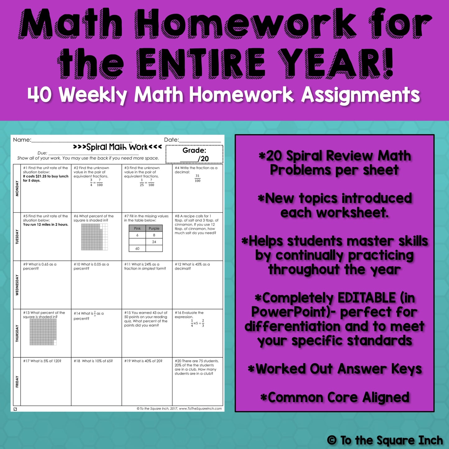 6th Grade Math Homework