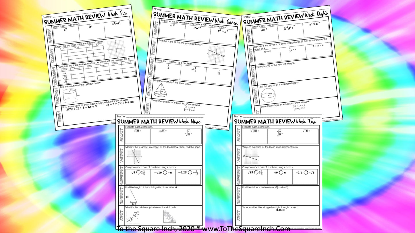 8th Grade Math Summer Packet