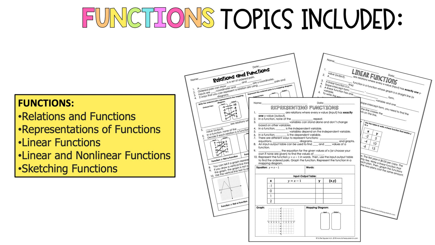 Functions - 8th Grade Math Guided Notes