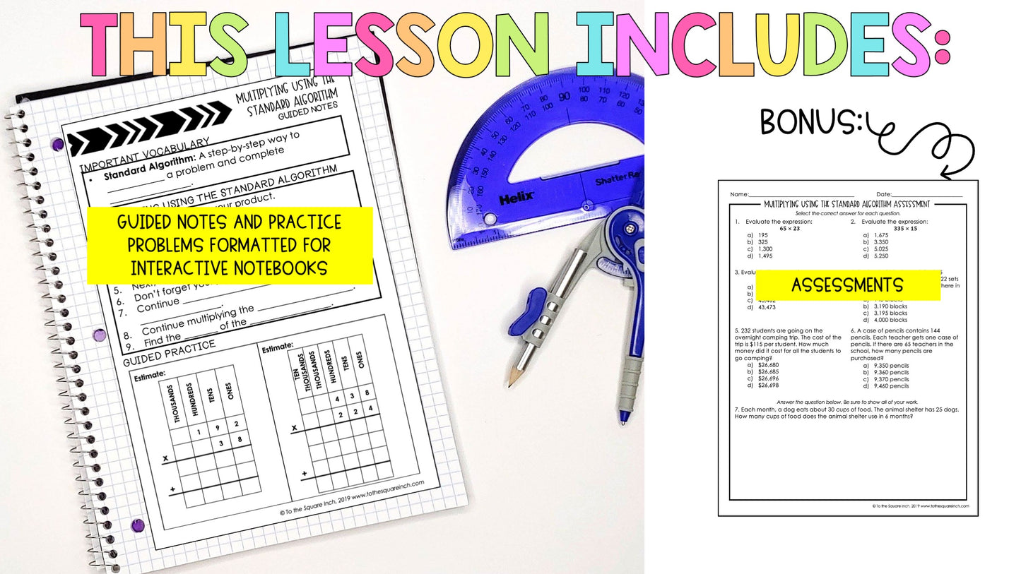 Multiplying Using the Standard Algorithm Notes