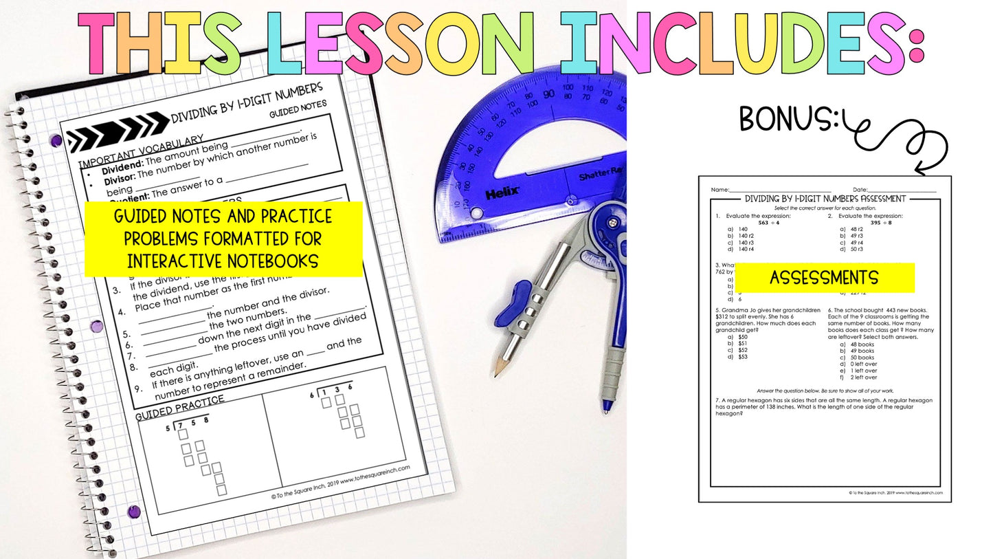 Dividing by 1-Digit Numbers Notes