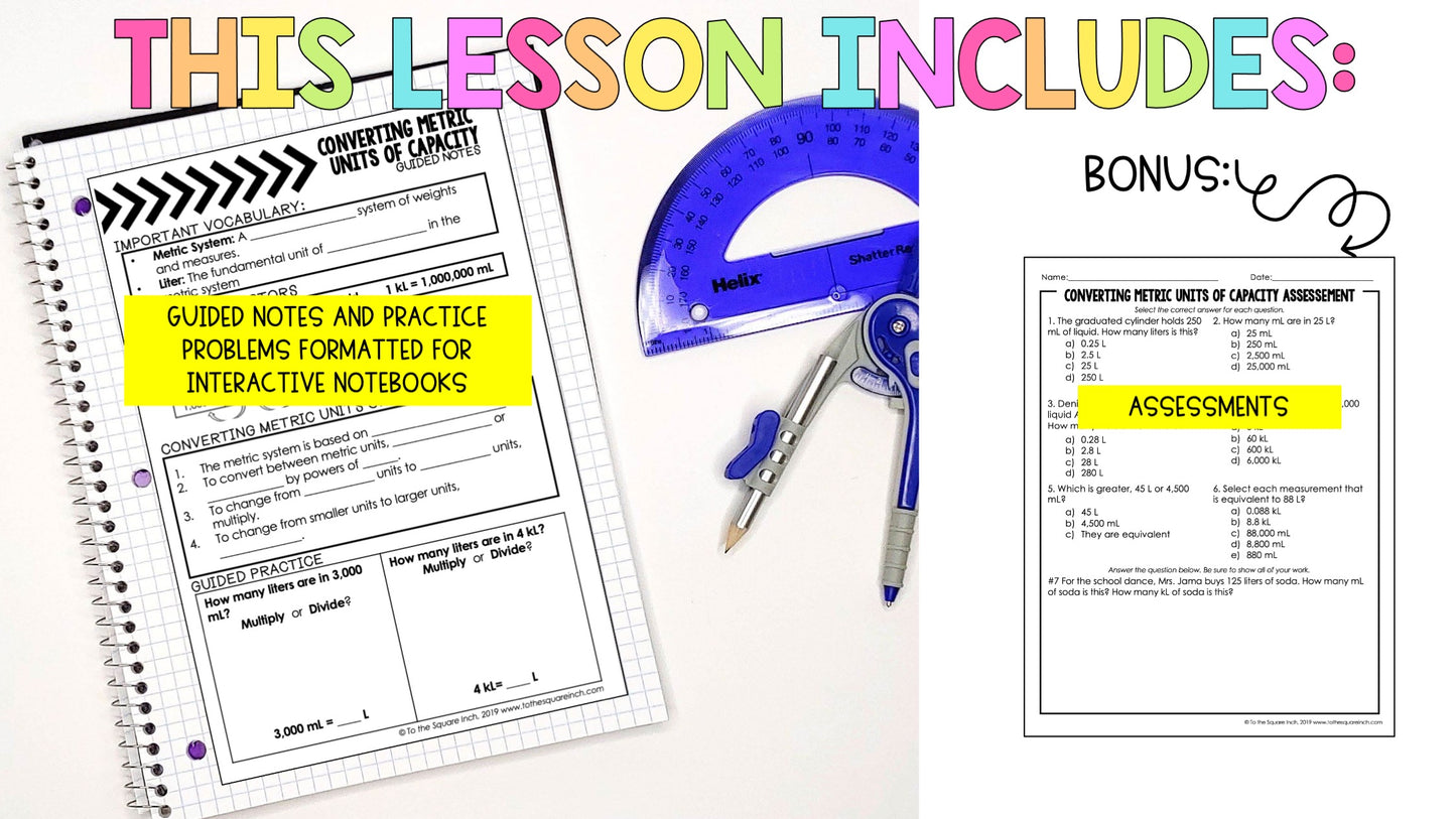Converting Metric Units of Capacity Notes