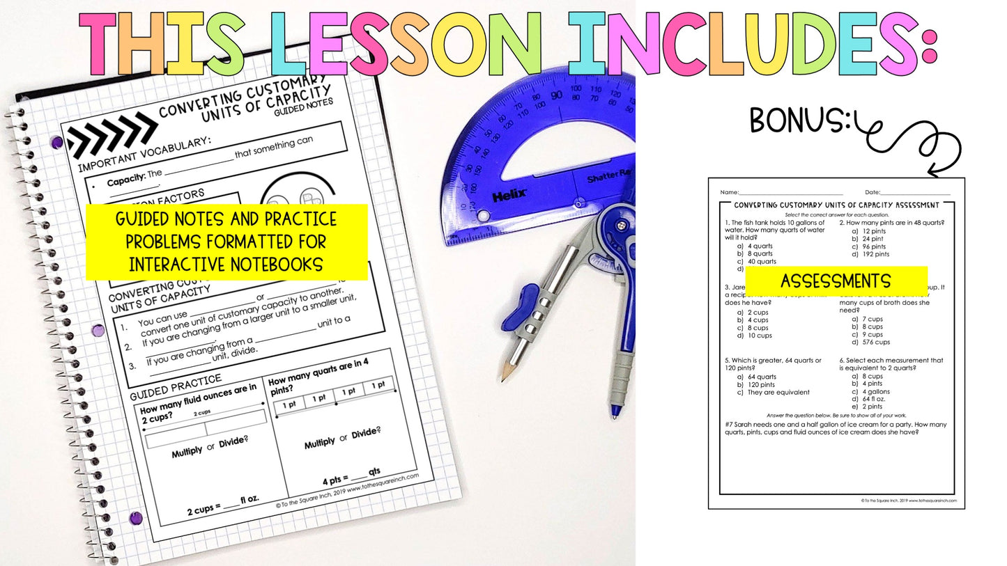 Converting Customary Units of Capacity Notes