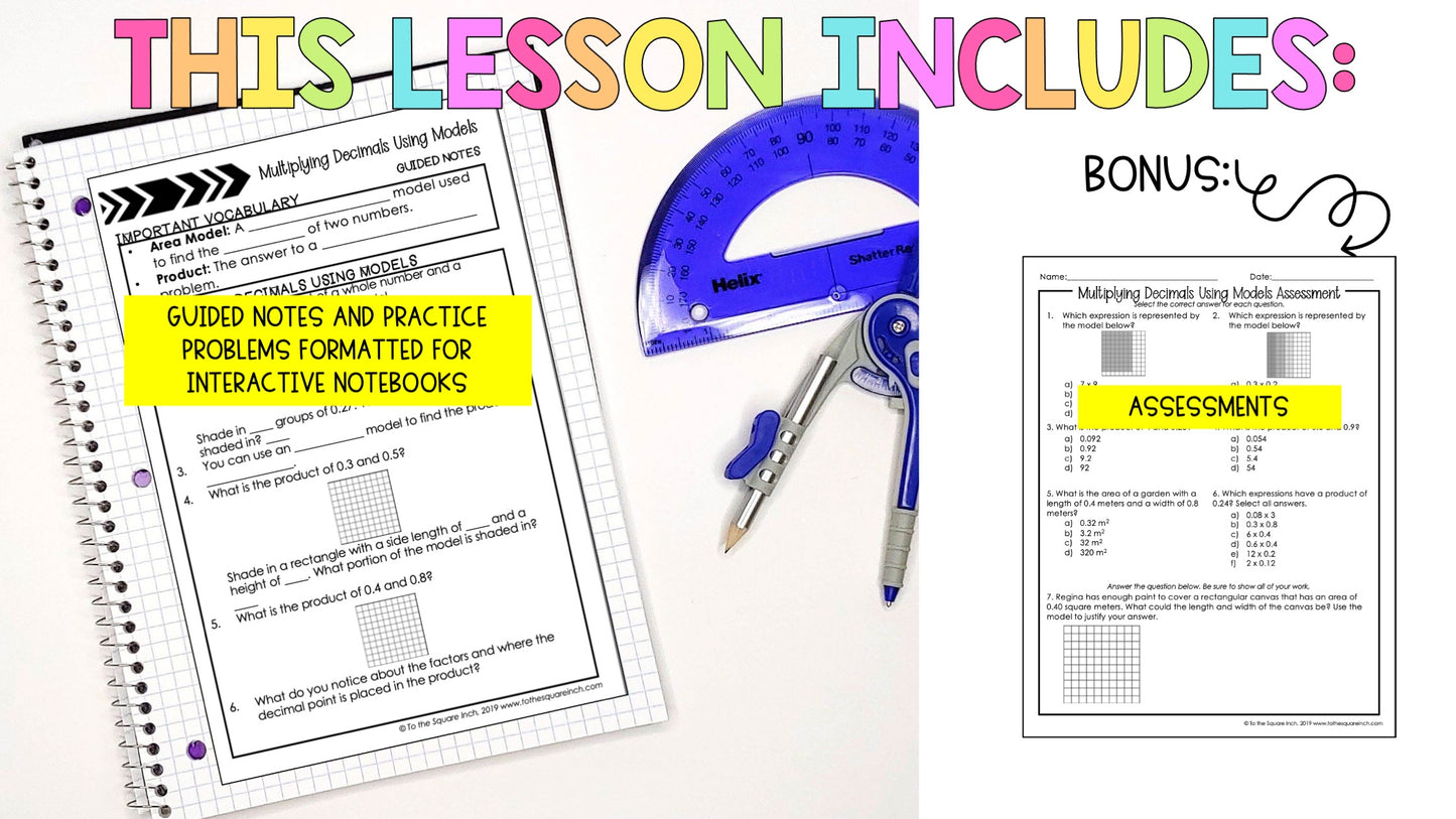 Multiplying Decimals Using Models Notes