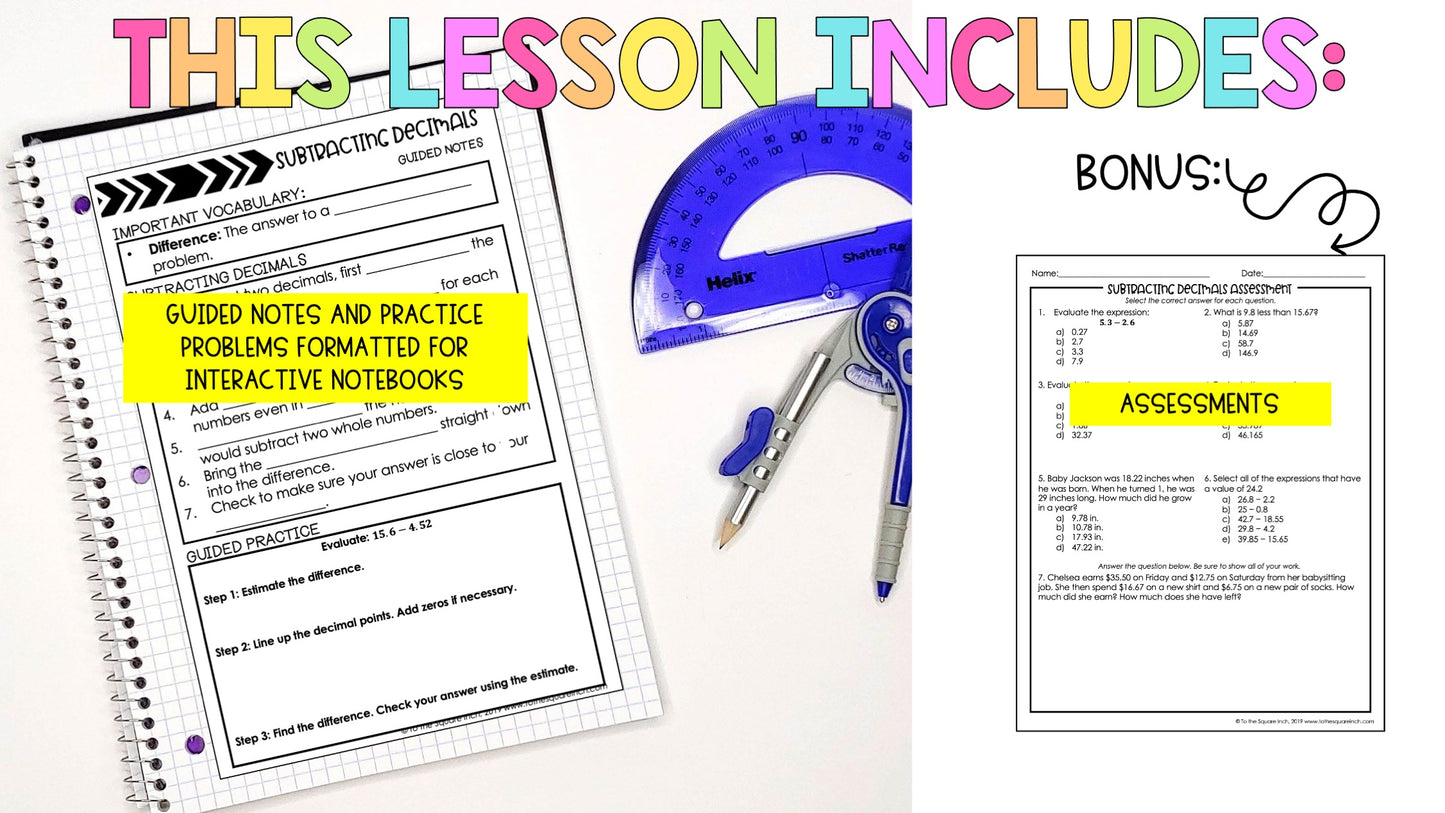 Subtracting Decimals Notes