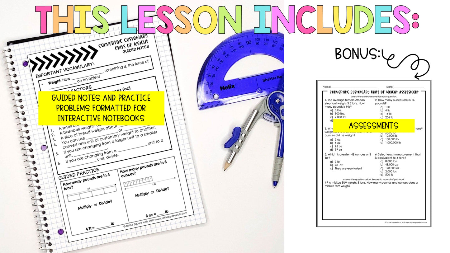 Converting Customary Units of Weight Notes