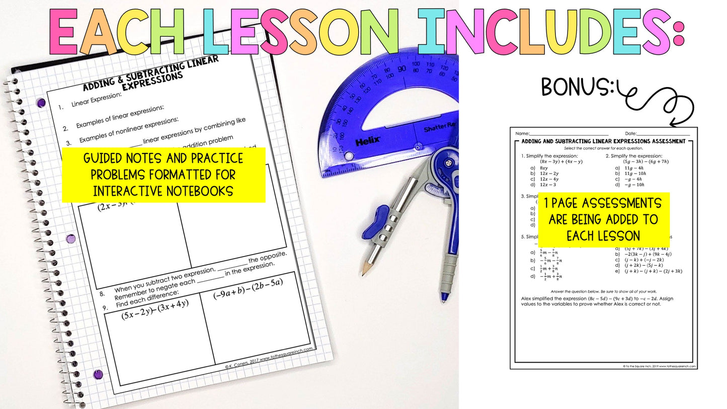 Expressions and Equations - 7th Grade Math Guided Notes