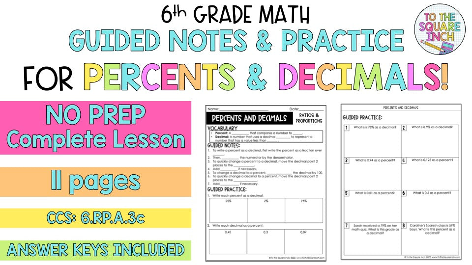 Percents and Decimals Notes