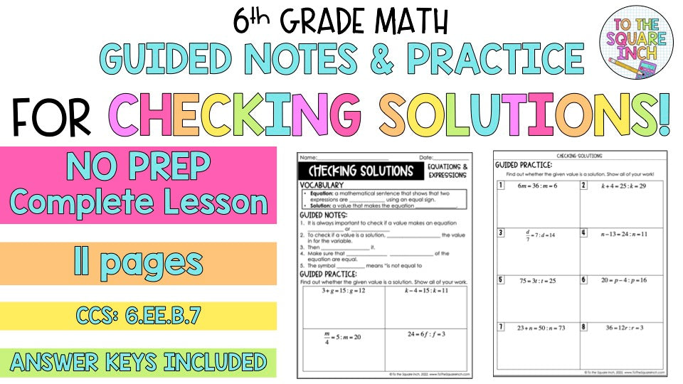 Checking Solutions Notes