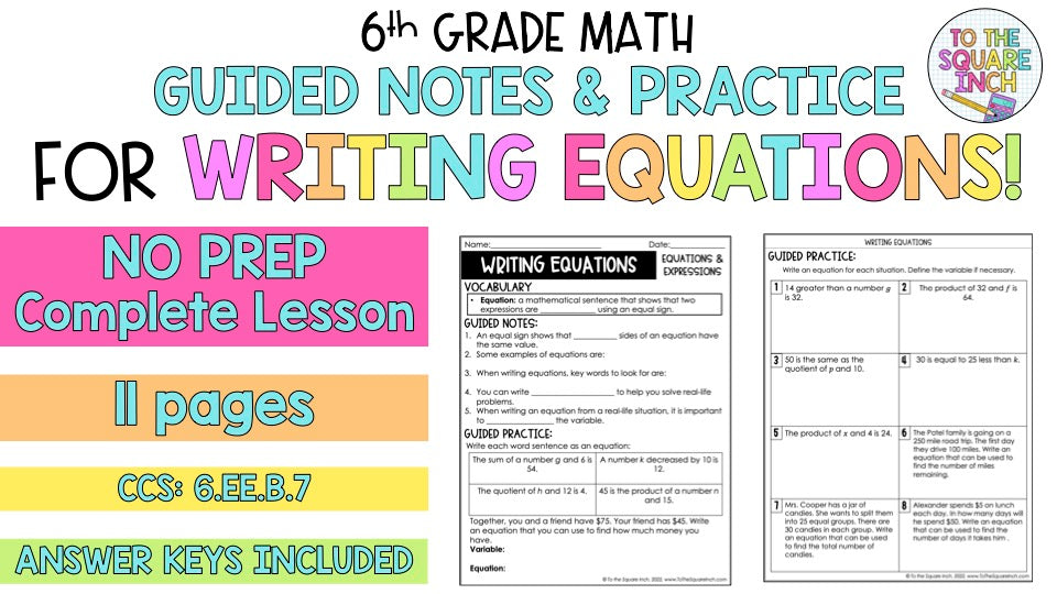 Writing Equations Notes
