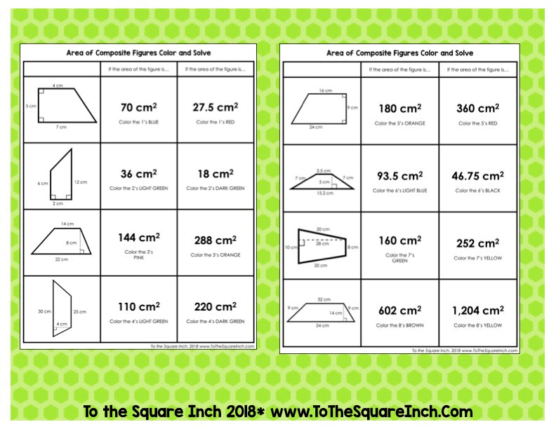 Area of Trapezoids Color and Solve