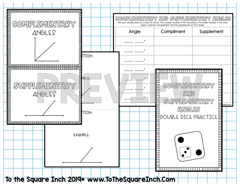 Complementary and Supplementary Angles Interactive Notebook