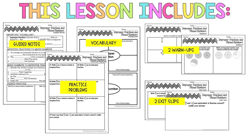 Improper Fractions and Mixed Numbers Notes