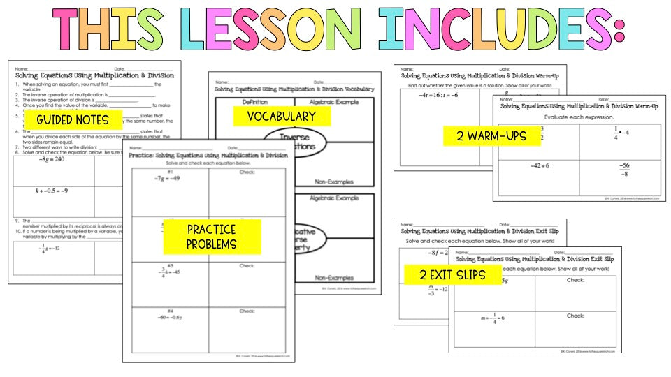 Solving One Step Equations Notes