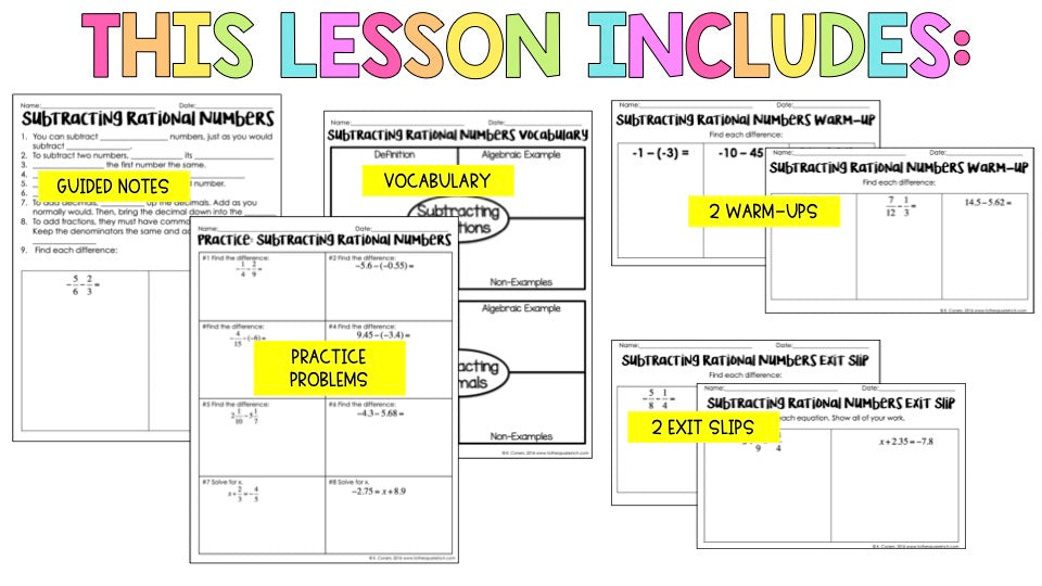 Subtracting Rational Numbers Notes