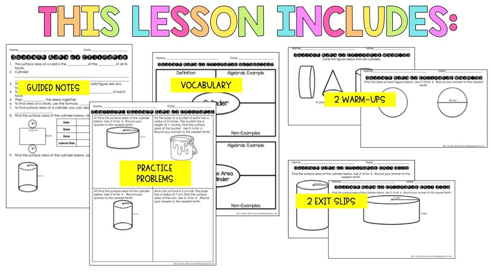 Surface Area of Cylinders Notes
