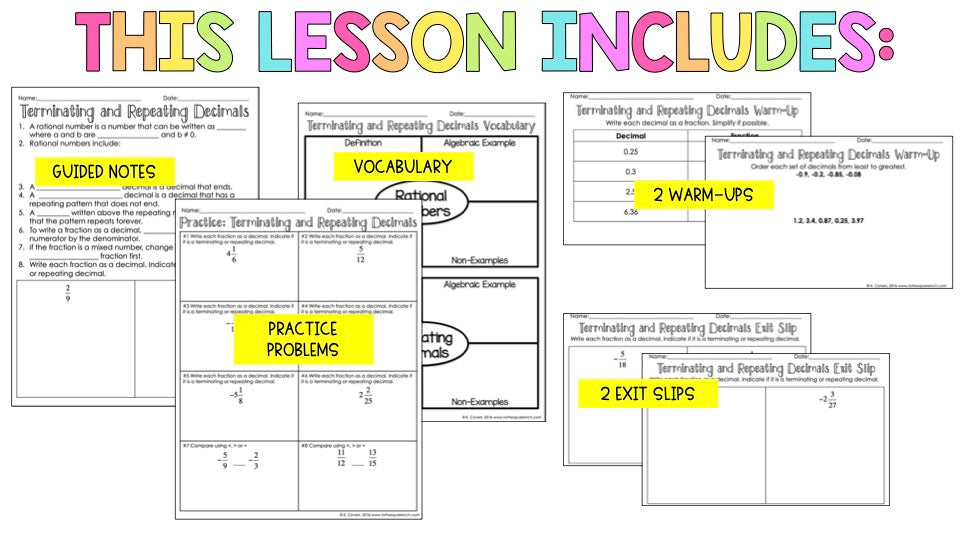 Terminating and Repeating Decimals Notes