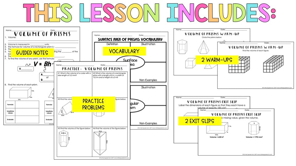 Volume of Prisms Notes