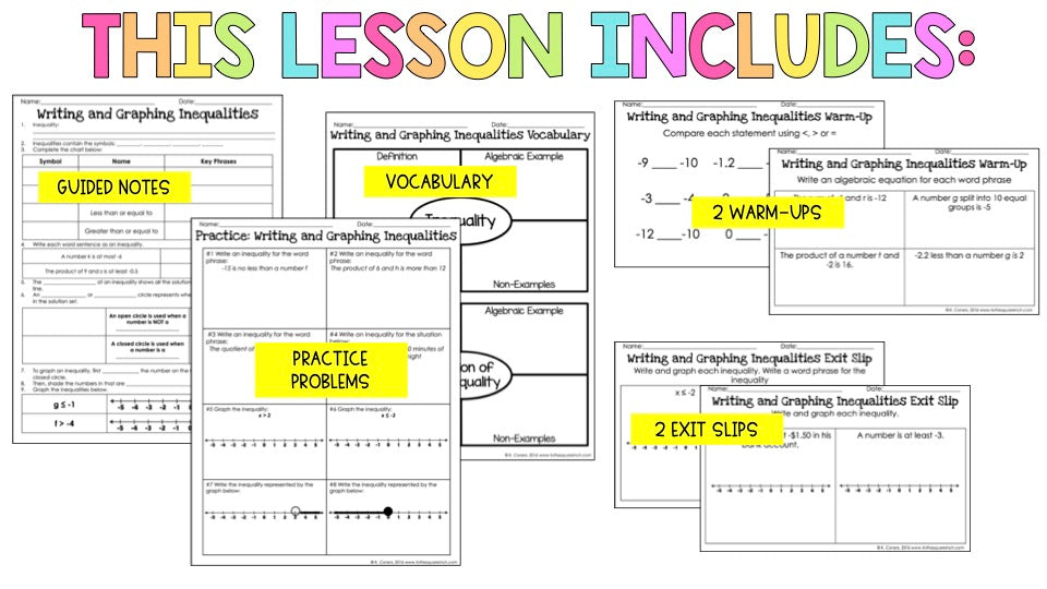 Writing and Graphing Inequalities Notes
