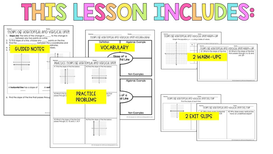 Slope of Horizontal and Vertical Lines Notes