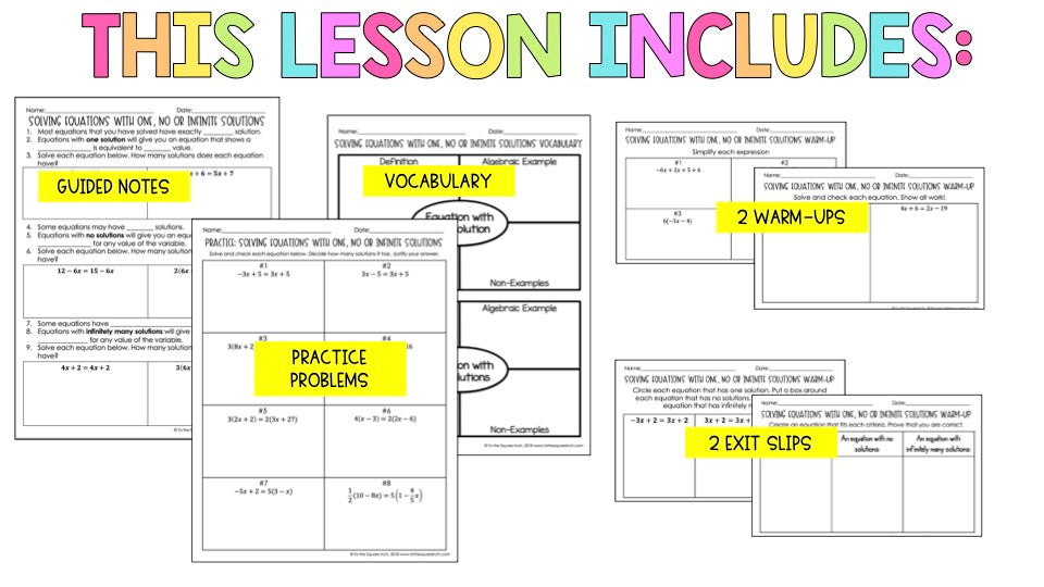 Equations with One, No or Infinite Solutions Notes