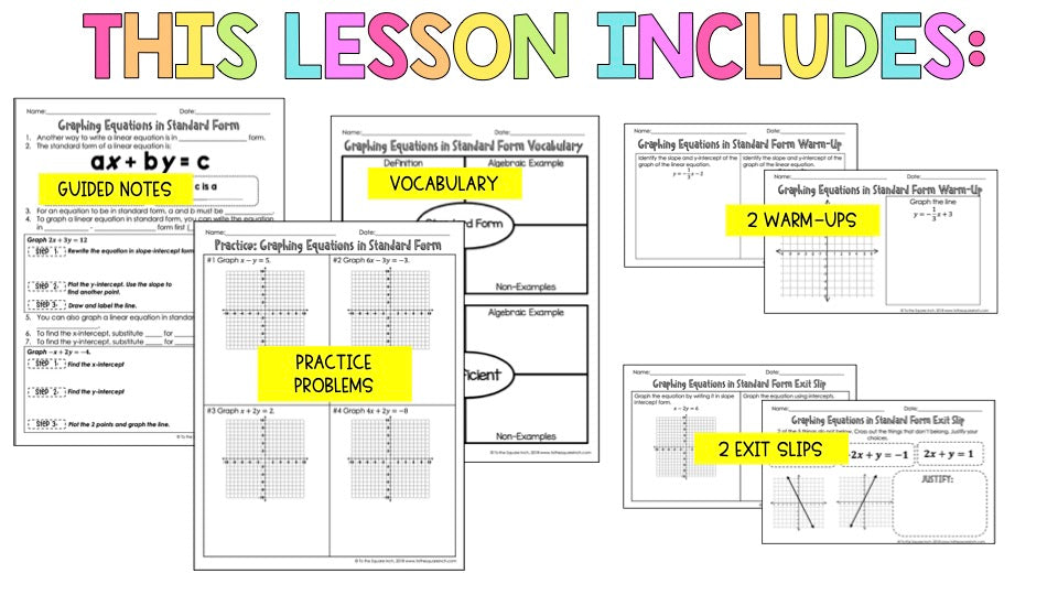 Graphing Linear Equations in Standard Form Notes
