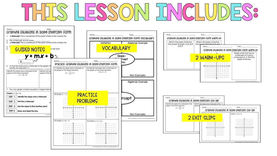 Graphing Linear Equations in Slope-Intercept Form Notes