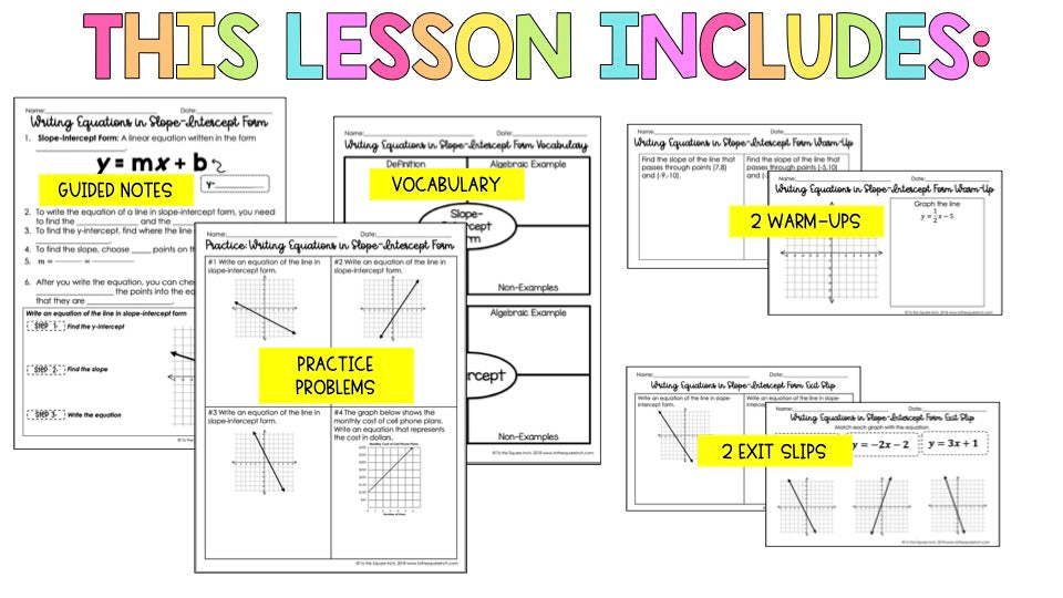 Writing Equations in Slope-Intercept Form Notes