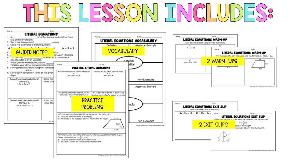Literal Equations Notes