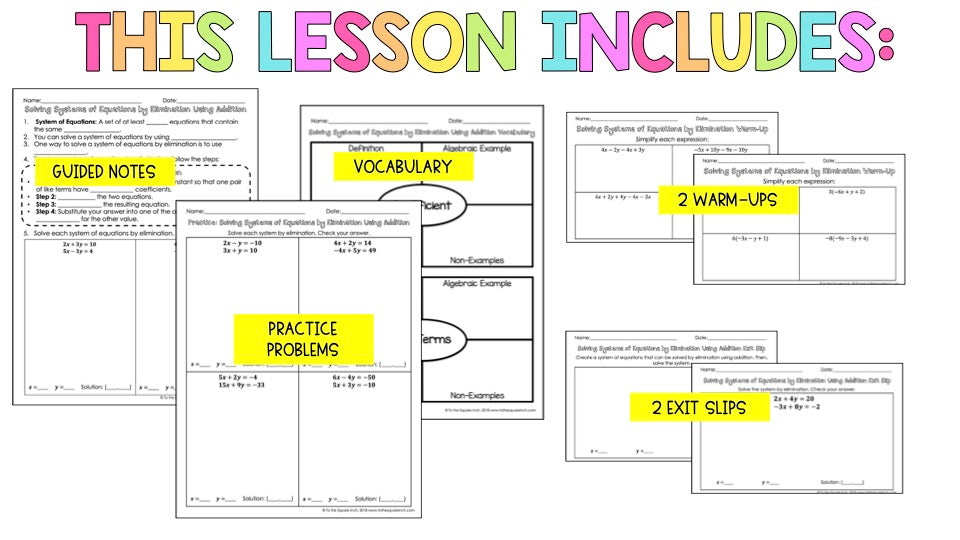Solving Systems of Equations by Elimination Using Addition