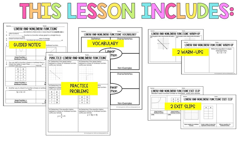 Linear and Nonlinear Functions Notes